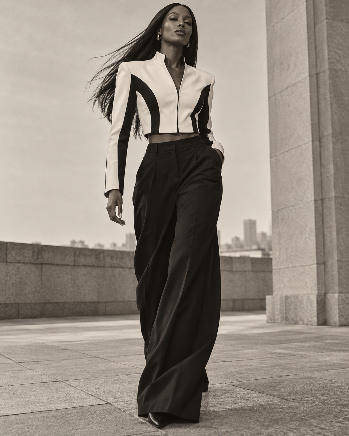 BÀBÉ GYRL collection study: black and white coordinated set.